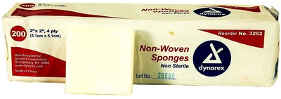 Dynarex 4-Ply Non-Woven Gauze Sponge; 2 x 2, 4000/Pack
