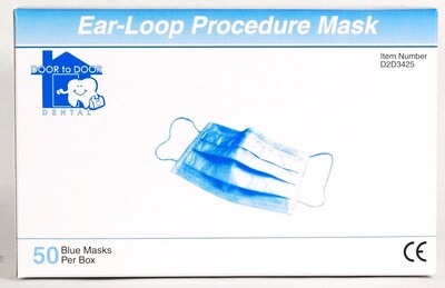 Door to Door Pleated Face Mask With Ear Loop; Blue