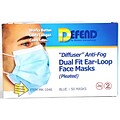 Defend® Anti-Fog Diffuser Pleated Face Mask With Ear Loop; Blue, 50/Box