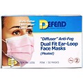 Defend® Anti-Fog Diffuser Pleated Face Mask With Ear Loop; Pink, 50/Box