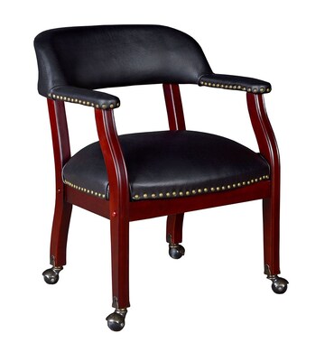 Regency Ivy League Vinyl Captain Chair with Casters, Black (9004CBK)