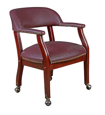 Regency Ivy League Vinyl Captain Chair with Casters, Burgundy (9004CBY)