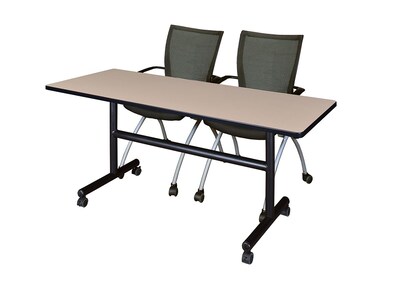 Regency 60 Metal & Wood Training Table with Apprentice Chairs, Beige (MKFT6024BE09BK)