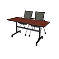 Regency 60-inch Metal & Wood Training Table with Apprentice Chairs, Cherry