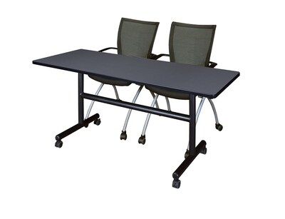 Regency 60 Metal & Wood Training Table with Apprentice Chairs, Gray (MKFT6024GY09BK)