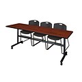 Regency 84-inch Laminate, Metal, Plastic & Wood Training Table with Stack Chairs, Cherry