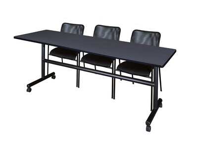 Regency Kobe Flip Top Mobile Training Table and Chair Set, 24D x 84W, Gray (MKFT8424GY75BK)