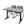 Regency 48-inch Laminate Metal & Wood Cain Training Table with Zeng Stack Chairs, Blue