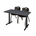 Regency 48-inch Metal & Wood Gray Training Table with Stack Chairs, Black