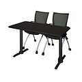 Regency 48-inch Metal & Wood Training Table with Apprentice Chairs, Mocha Walnut