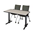 Regency 48-inch Metal & Wood Training Table with Apprentice Chairs, Maple