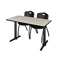 Regency 48-inch Metal & Wood Cain Computer Table with Stack Chairs, Black