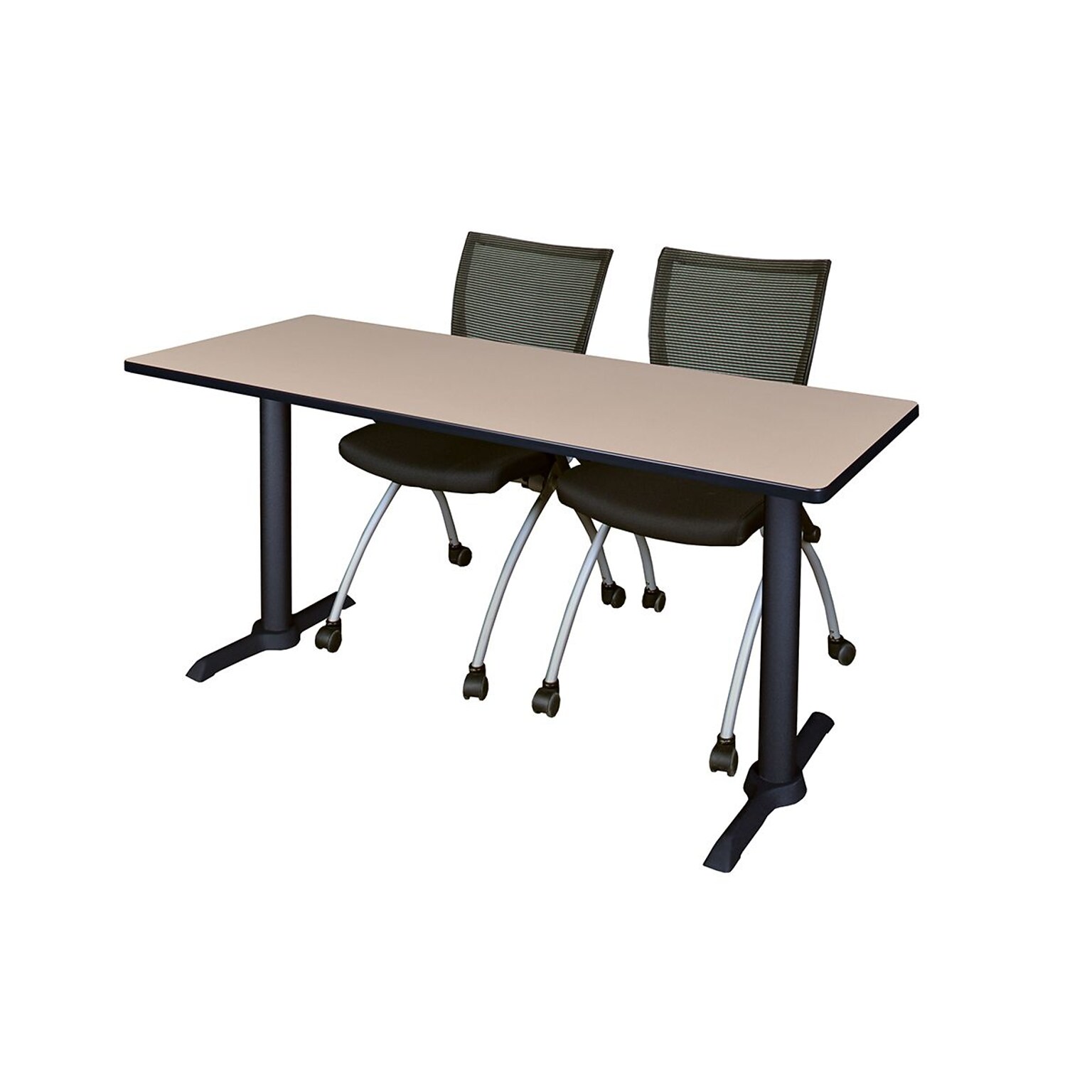 Regency 60 Metal & Wood Training Tables with Apprentice Chairs, Beige (MTRCT6024BE09BK)