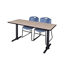 Regency 60 Metal & Wood Rectangular Cain Computer Table with Stack Chairs, Blue (MTRCT6024BE44BE)