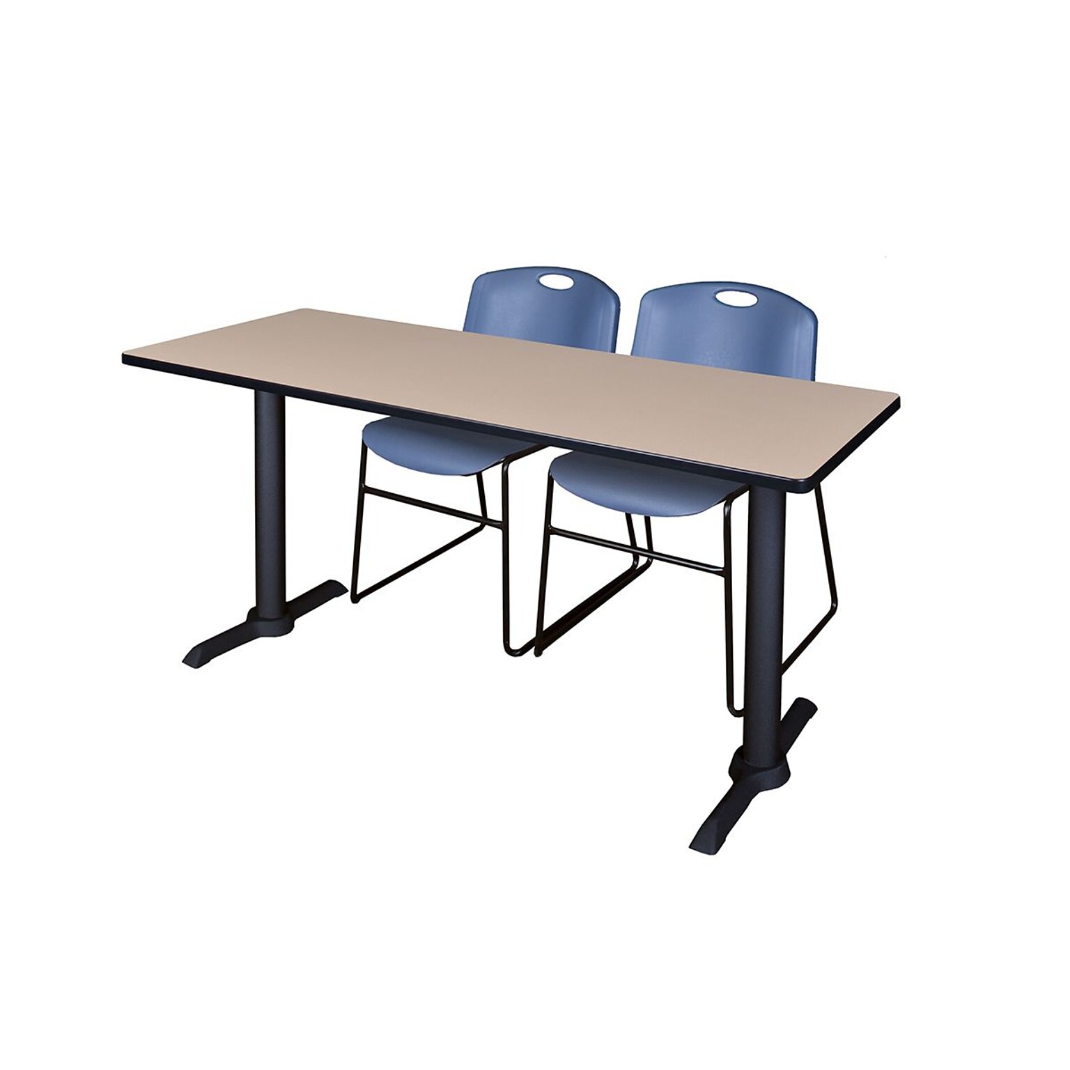 Regency 60 Metal & Wood Rectangular Cain Computer Table with Stack Chairs, Blue (MTRCT6024BE44BE)