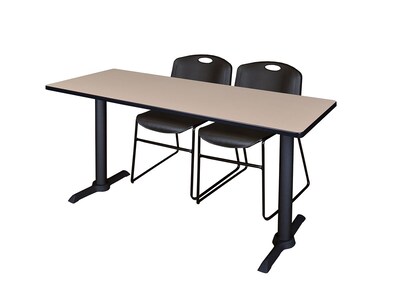 Regency 60 Metal & Wood Cain Computer Table with Stack Chairs, Black (MTRCT6024BE44BK)
