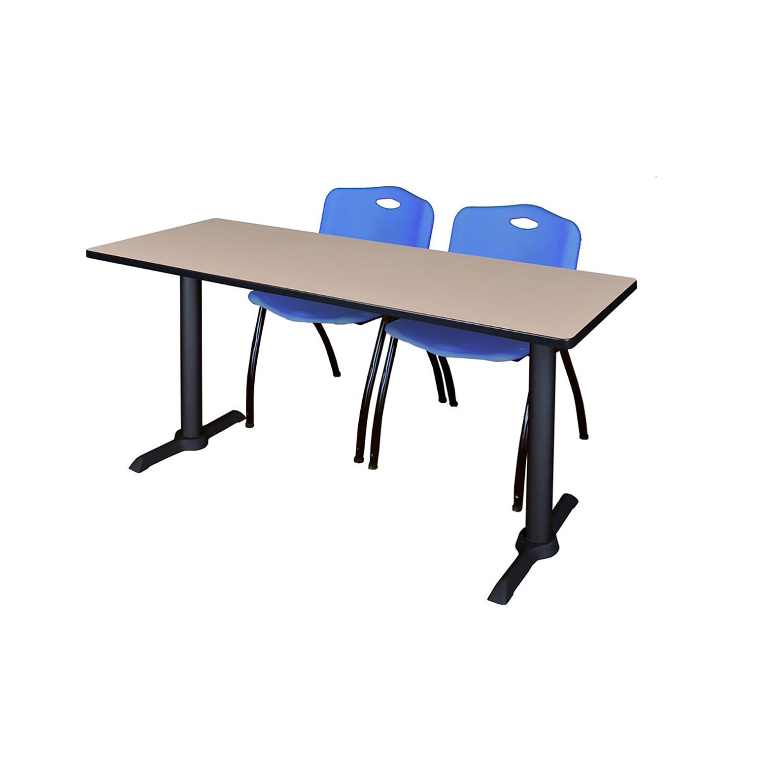 Regency 60 Metal & Wood Cain Computer Table with Stack Chairs, Blue (MTRCT6024BE47BE)