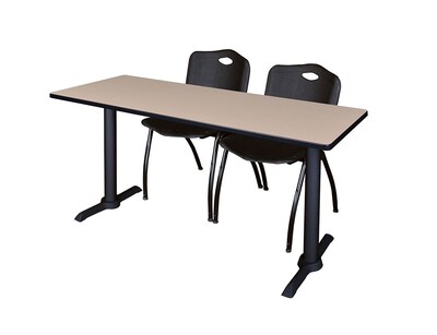 Regency 60 Wood & Metal Cain Computer Table with Stack Chairs, Black (MTRCT6024BE47BK)