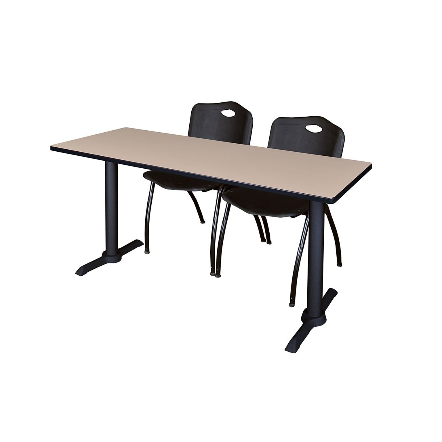 Regency 60 Wood & Metal Cain Computer Table with Stack Chairs, Black (MTRCT6024BE47BK)