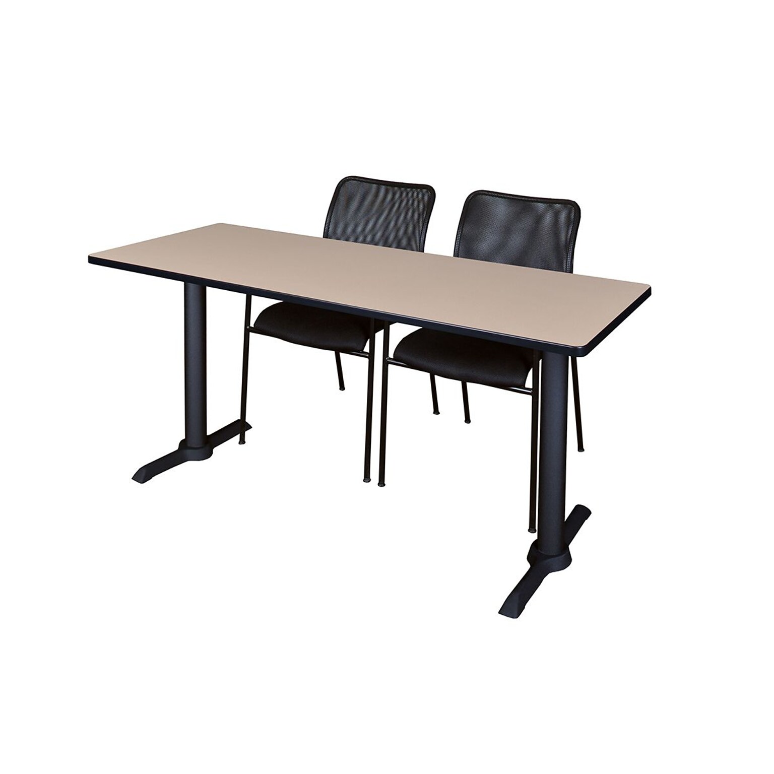 Regency 60 Cain Computer Table with Mario Stack Chairs, Beige (MTRCT6024BE75BK)