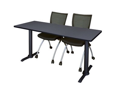 Regency 60 Metal & Wood Training Tables with Apprentice Chairs , Gray (MTRCT6024GY09BK)