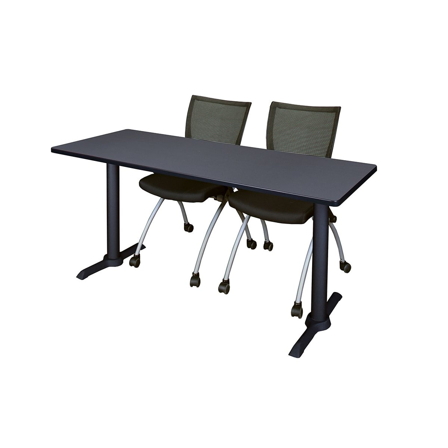 Regency 60 Metal & Wood Training Tables with Apprentice Chairs , Gray (MTRCT6024GY09BK)