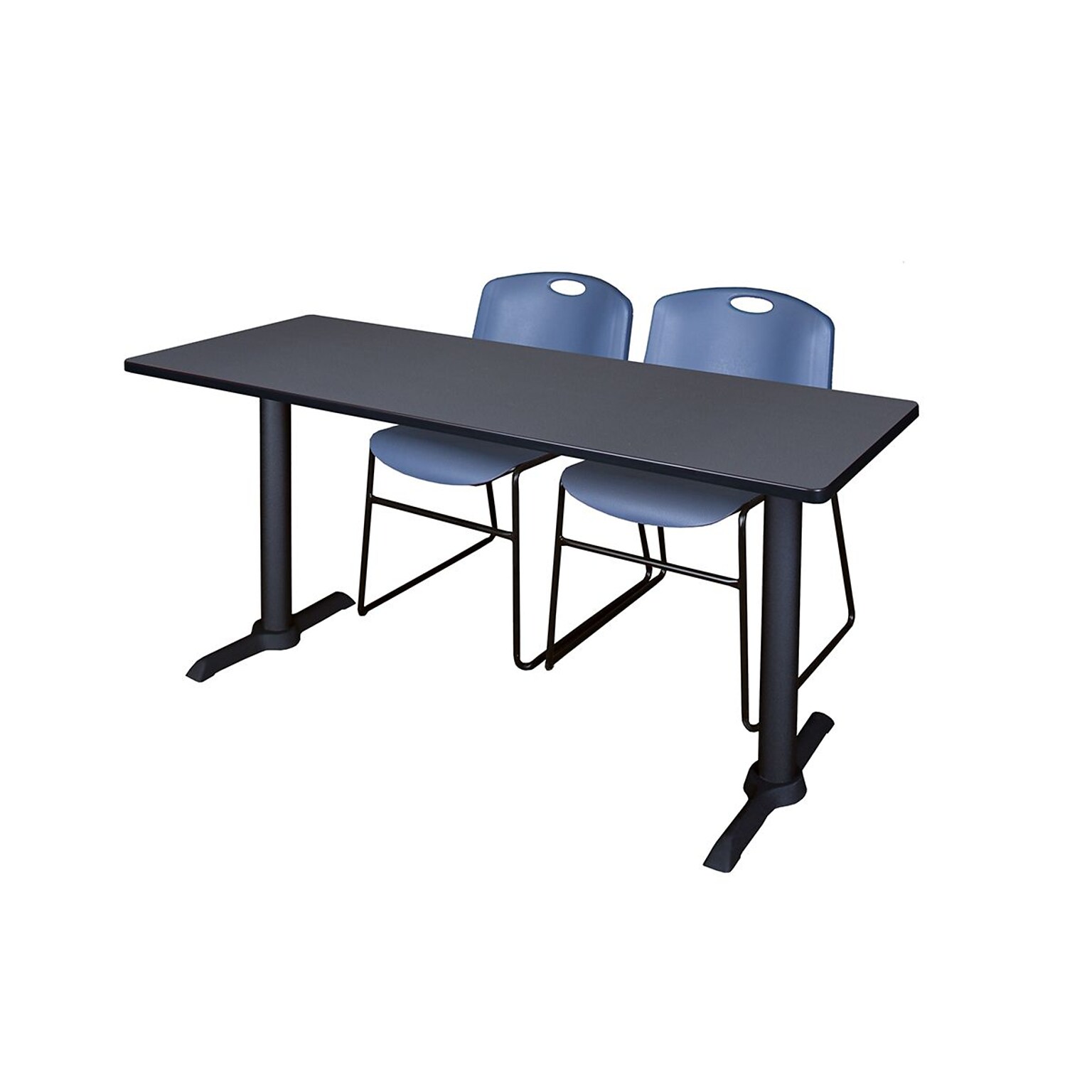 Regency 60 Metal & Wood Cain Training Table with Zeng Stack Chairs, Blue (MTRCT6024GY44BE)