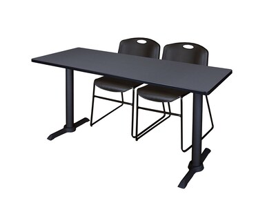 Regency 60Metal & Wood Cain Training Table with Zeng Stack Chairs, Black (MTRCT6024GY44BK)