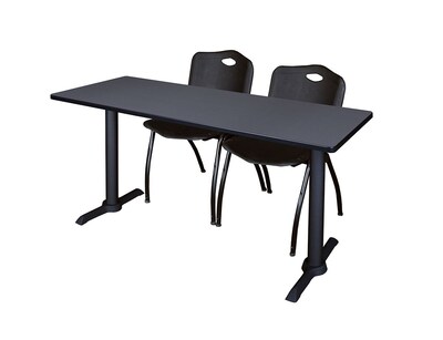 Regency 60 Metal & Wood Cain Training Table with Stack Chairs, Black (MTRCT6024GY47BK)