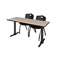 Regency 66-inch Metal & Wood Cain Computer Training Table with Mario Stack Chairs, Black