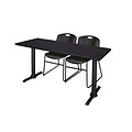 Regency 66-inch Wood & Metal Training Table with Zeng Stack Chairs, Black