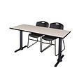 Regency 66-inch Metal & Wood Training Table with Zeng Stack Chairs, Black