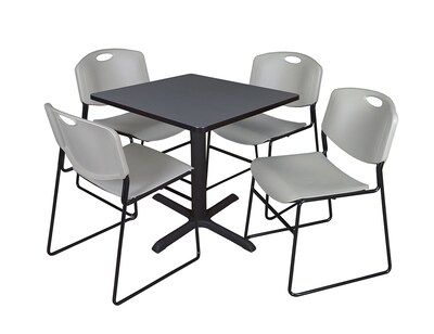 Regency 30-inch Square Laminate Table with Four Chairs, Gray (TB3030GY44GY)