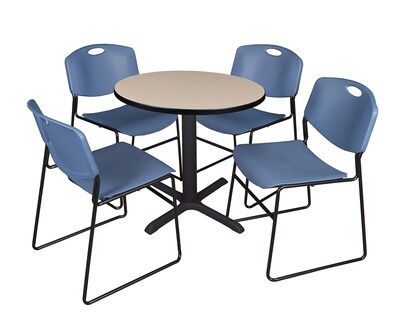 Regency 30-inch Round Table with Chairs, Blue (TB30RNDBE44BE)
