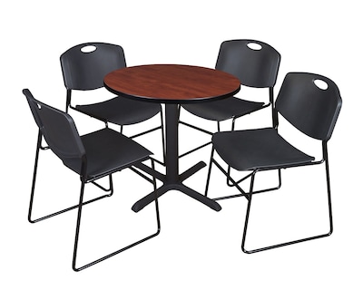 Regency 30-inch Round Laminate Table with 4 Chairs, Black (TB30RNDCH44BK)