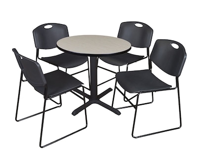 Regency 30-inch Round Table with 4 Chairs, Black (TB30RNDPL44BK)