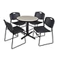 Regency 30-inch Round Table with 4 Chairs, Black (TB30RNDPL44BK)