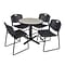 Regency 30-inch Round Table with 4 Chairs, Black (TB30RNDPL44BK)