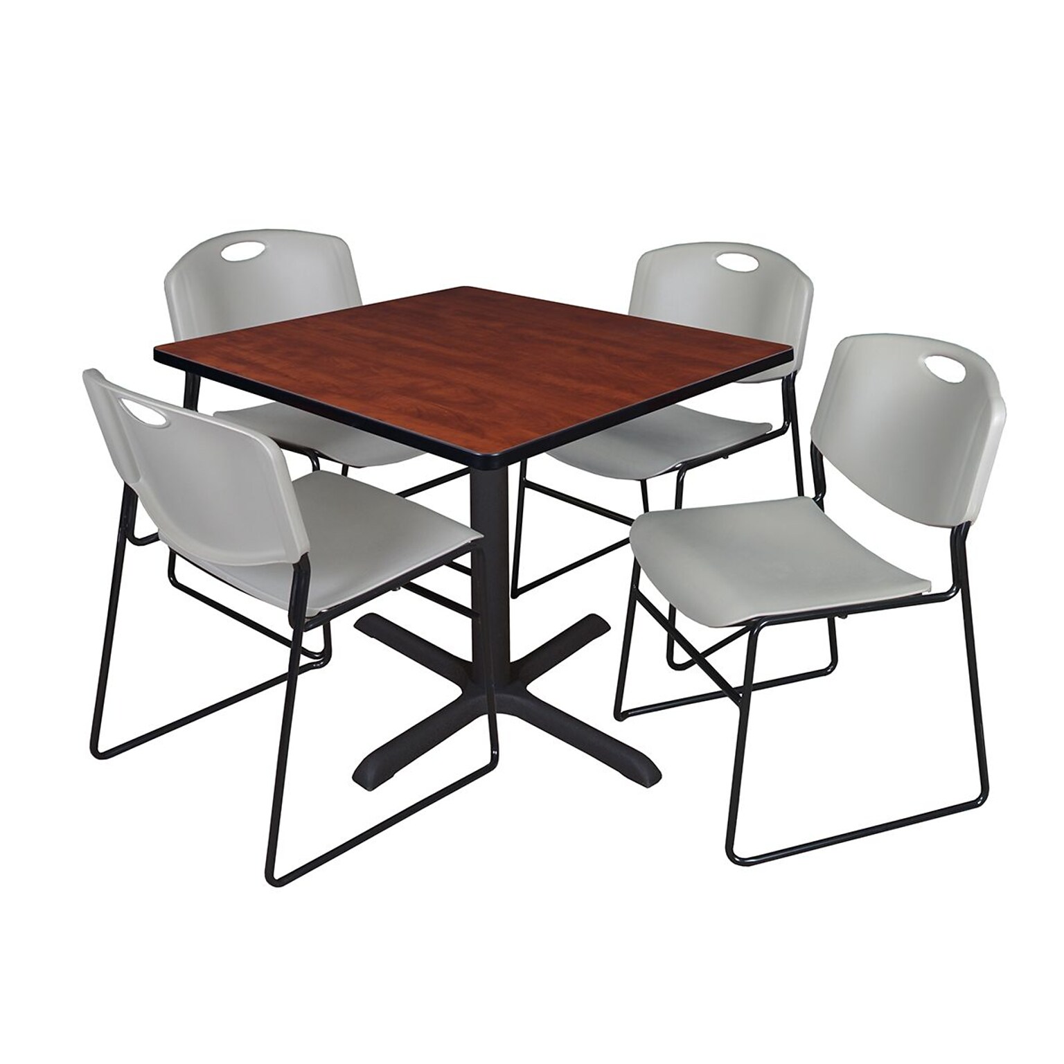 Regency 36-inch Square Laminate Table with 4 Chairs, Gray (TB3636CH44GY)