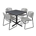 Regency 36-inch Laminate Square Table with 4 Chairs, Grey