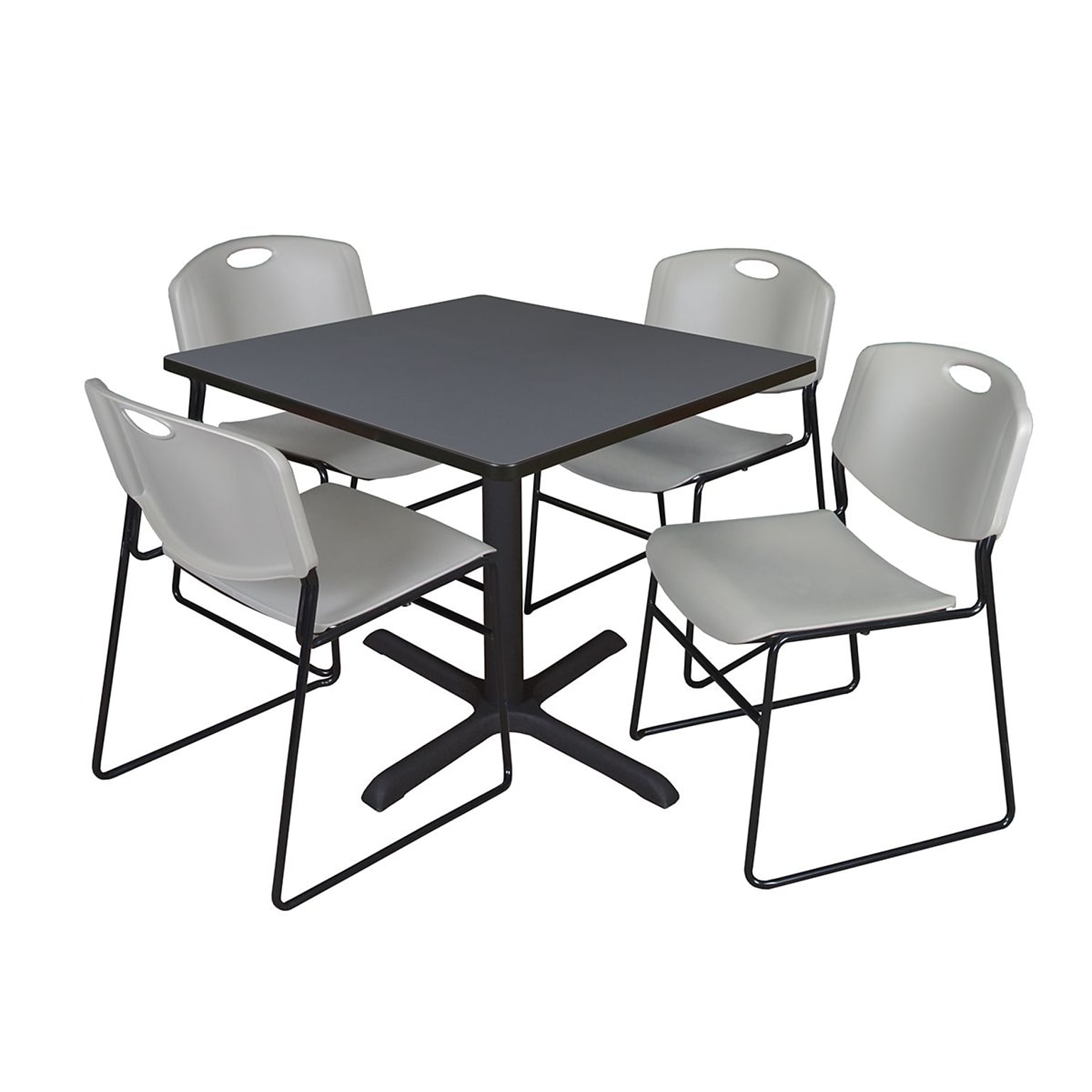 Regency 36 Laminate Square Table with 4 Chairs, Grey (TB3636GY44GY)