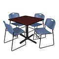 Regency 36-inch Square Laminate Table with 4 Chairs, Blue