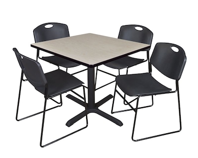 Regency 36-inch Square Laminate Table with 4 Chairs, Black (TB3636PL44BK)