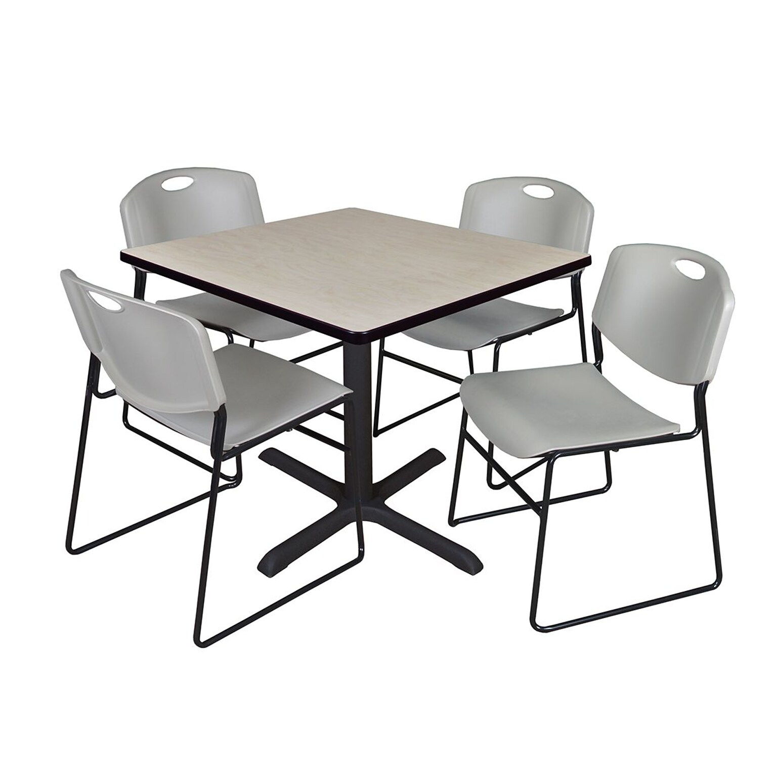 Regency 30 Square Laminate Table with 4 Chairs, Gray (TB3636PL44GY)