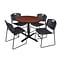 Regency Cain 36 Round Breakroom Table in Cherry With 4 Zeng Stack Chairs in Black (TB36RNDCH44BK)