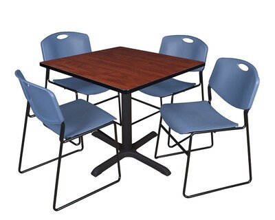 Regency 42-inch Square Laminate Table with 4 Chairs, Blue (TB4242CH44BE)