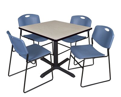 Regency 42-inch Laminate Square Table with 4 Chairs, Blue (TB4242PL44BE)