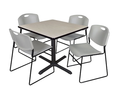 Regency 42-inch Laminate Square Table with 4 Chairs, Gray