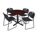 Regency 42-inch Round Laminate Table with Zeng Stack Chairs, Black