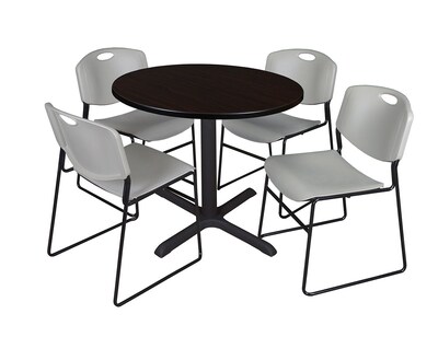 Regency 42-inch Laminate Round Table with Four Chairs, Gray (TB42RNDMW44GY)